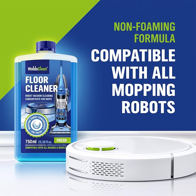 WoldoClean Robot Mop Floor Cleaning Solution 25 oz - Low Foam Concentrate | Compatible with Roborock, Dreame, Roomba, Tineco, Shark, Eufy, Ecovacs