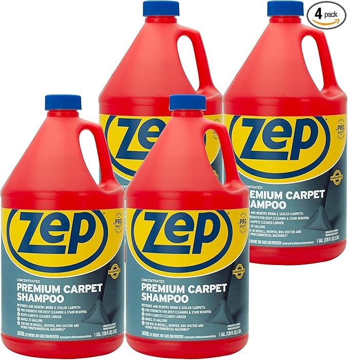 Zep Premium Carpet Shampoo - 1 Gal (Case of 4) - ZUPXC128 - Deep Cleaning and Stain Removal for Carpet Machines