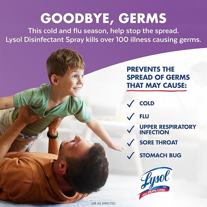 Lysol Disinfectant Spray, Household Cleaning Supplies, Disinfecting Multi-Purpose Room Spray, Antibacterial Sanitizer, Deodorizer, Kills Hantavirus, Lavender & Cotton Blossom, 19 Fl Oz (Pack of 2)