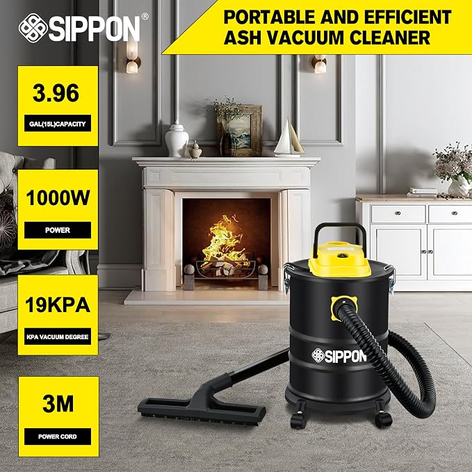 Ash Vacuum Cleaner, Pellet Stove Vacuum Cleaner with Blower Function, 1000W Powerful Suction 4 Gallon All-in-One Ash Vacuum for Fireplaces, Pellet Stoves