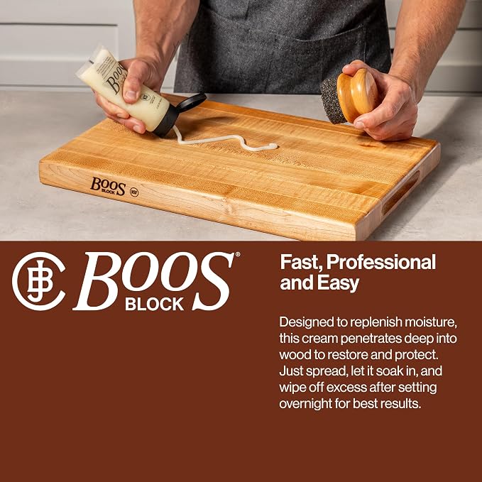 John Boos 3-Pack All-Natural Board Cream for Butcher Blocks and Cutting Boards, 5 oz - Wood Conditioner & Sealer for Maintenance and Protection, Safe Formula with Beeswax & Mineral Oil