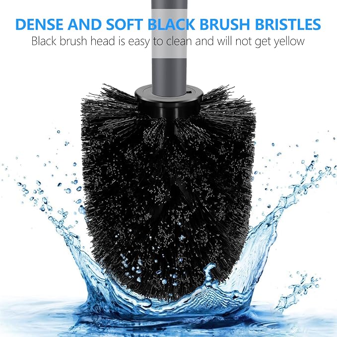SetSail Toilet Brush, Compact Size Toilet Bowl Brush and Holder Toilet Brushes for Bathroom with Stainless Steel Handle Toilet Cleaner Brush with Durable Scrubbing Bristles, 3 Packs，Grey