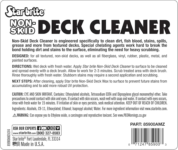 STAR BRITE Non-Skid Deck Cleaner & Protectant - Ultimate Boat Deck Wash - Protects Against Future Stains & UV - Ideal for Fiberglass, Vinyl, Plastic & Painted Surfaces -1 Gallon (085900)