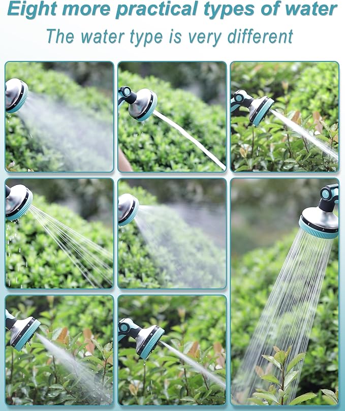 Water Hose Nozzle, Heavy Duty Water Hose Sprayer with 3.5" Ultra-Wide Spray, 8 Adjustable Modes - Ergonomic Thumb Control, Anti-Slip Grip for Watering, Car Washing, Pets, Garden