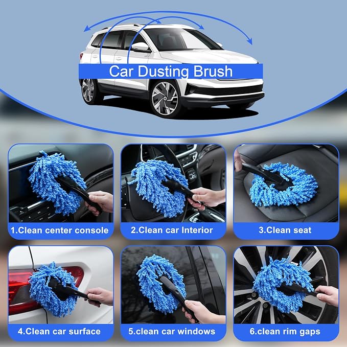 Windshield Cleaner Tool, 14Pcs Car Interior Cleaning Kit, Car Detailing Kit Interior Cleaner, Car Detailing Brushes, Car Cleaning Gel, Inside Cleaning Supplies Accessories for Women Men