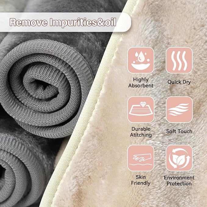 Nugilla Makeup Remover Cloths, 8 Packs Makeup Remover Towels Reusable Face Wash Cloth, Soft Makeup Removal Microfiber Face Cloth for Women(Beige/Cool Grey)