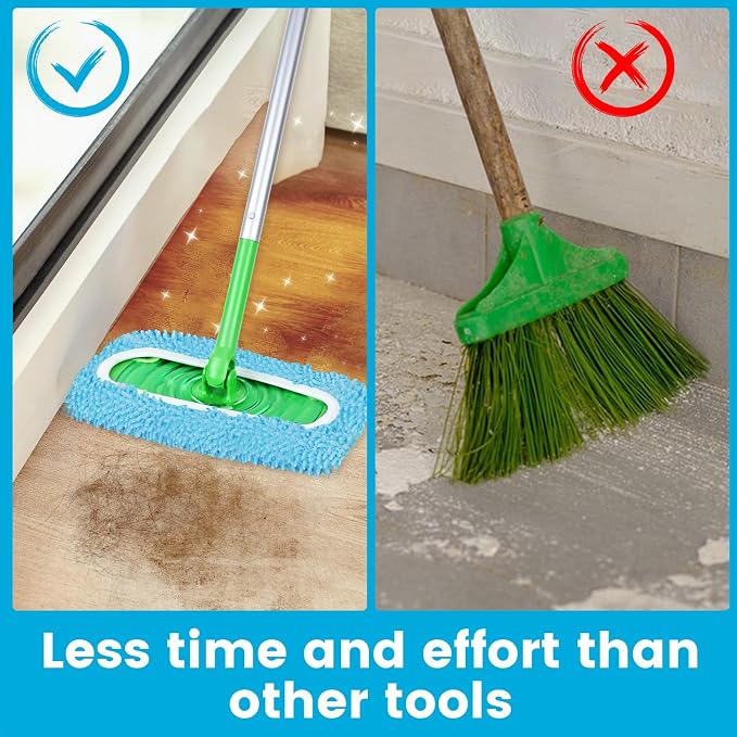 6Pcs Reusable Microfiber Mop Pads Compatible with Sweeper Mop, Replacement Wet Mopping pad Refills & Washable Dry Sweeping Cloths for Surface/Hardwood Floor Cleaning (Blue)