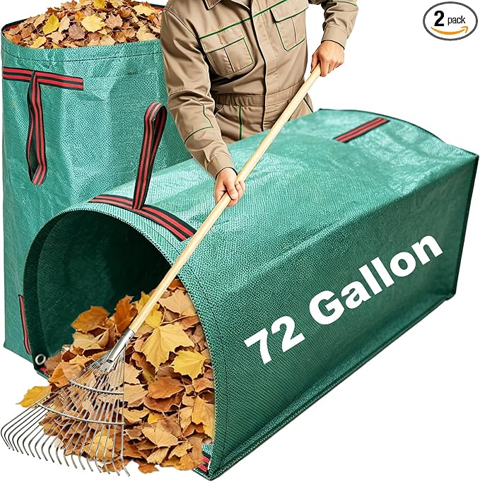 72 Gallon Leaf Collector, Garden Dustpan-Type Reusable Leaf Bag | 2 Pack Leaf Pick up Tool Collapsible Lawn and Leaf Bag, Yard Waste Container for Leaves, Grass Clippings, Lawn Debris