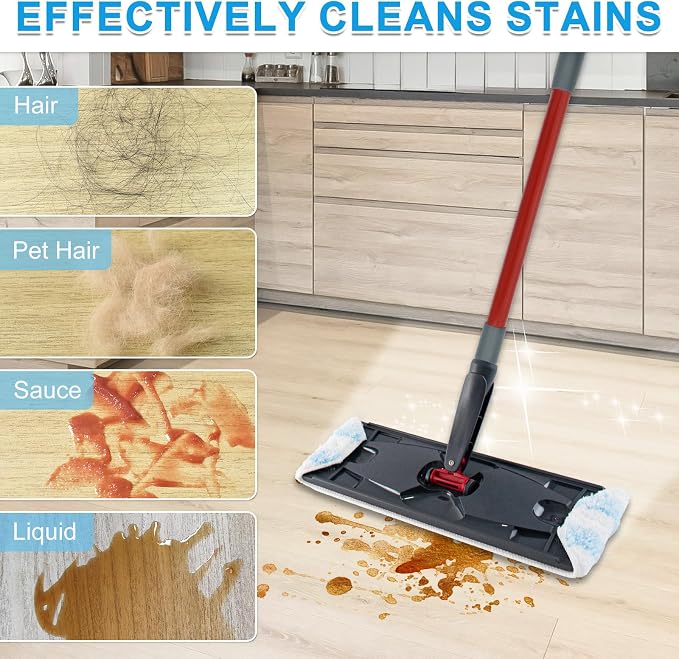 Mop Replacement Pads for Ocedar H2prO Flat Mop, 4 Pack Mop Refills for O-Cedar H2pro Flat Mop, Machine Washable Reusable Microfiber Mop Heads Replacements for Ocedar H2 Pro Mop
