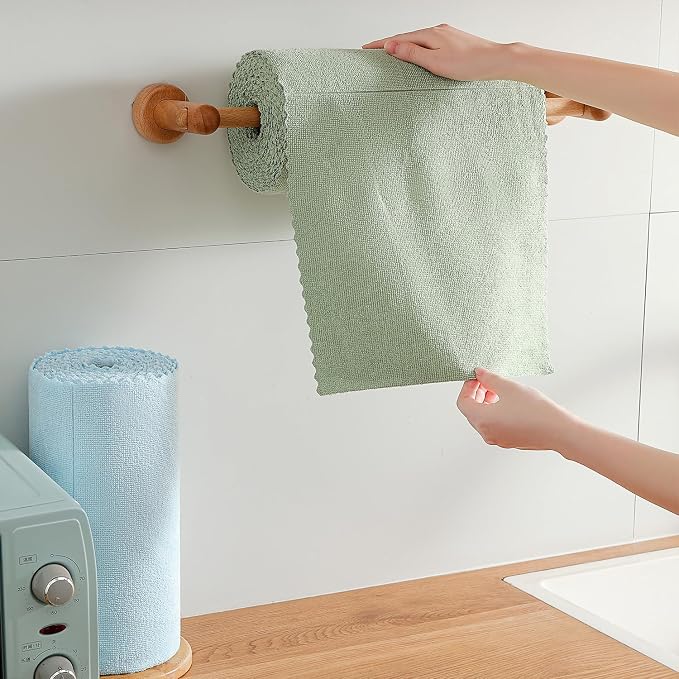 80 Pack Microfiber Cleaning Cloth Roll,Lint Free Rags & Tear Away Reusable Towels Washable Scratch,Ultra Absorbent Dish Rags(12" x 12") for Car Kitchen Home Garage-Green