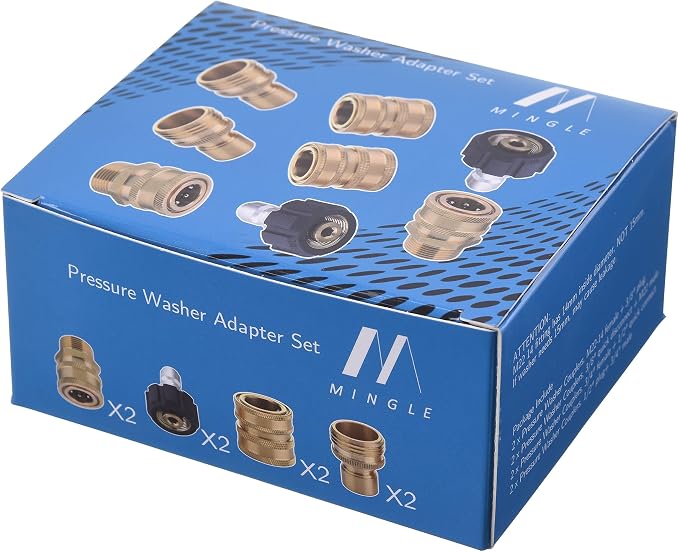 M MINGLE Ultimate Pressure Washer Adapter Set, Quick Disconnect Kit, M22 Swivel to 3/8 Inch Quick Connect, 3/4 Inch to Quick Release, 8-Pack