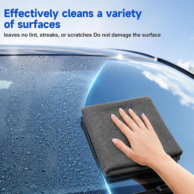 5PCS Magic Cleaning Cloth, Thick Microfiber, Streak‑Free for Windows & Glass, Lint Free Reusable Glass Cleaning Rags, Streak Free Magic Cloth for Car Windshields, Mirrors, Stainless Steel (20x30cm)