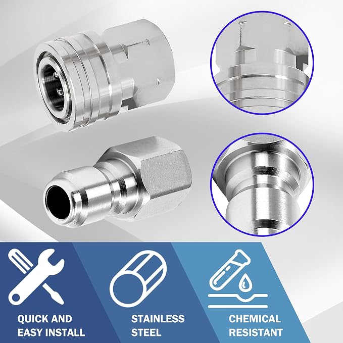 M MINGLE Pressure Washer Adapter, 2 Sets 3/8 Inch NPT Quick Connect Fitting | Stainless Steel Pressure Washer Fittings, Female Power Washer Quick Disconnect Kit, 5000 PSI