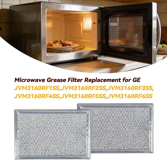 2-Pack Microwave Grease Filter Compatible with GE JVM3160RF1SS,JVM3160RF2SS, JVM3160RF3SS,JVM3160RF4SS, JVM3160RF5SS,JVM3160RF6SS