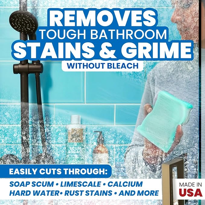 Uncle Todd's 16 oz Heavy Duty Hard Water Stain Remover & Soap Scum Remover for Shower - All Purpose Bathroom Cleaner Works on Glass Doors, Tiles, Bathtub, Toilet & Sink - Bleach-Free Mint Paste