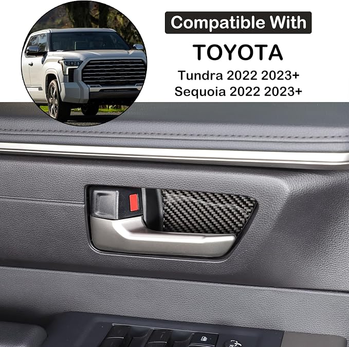 Toyota Tundra/Sequoia 2022-2024 Non-Marking Car Door Bowl Protector - Real Carbon Fiber 3D Sticker, Scratch Protective Film