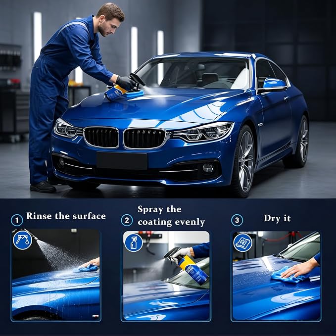Quick Effect Coating Agent for Car, Quick Effect Coating Agent,Waterless Wash & Polish,Car Coating Spray for Shine & Protection,Quick Acting Paint Protection and Glass Cleaner(1Pack:120ml+Brush+Towel)