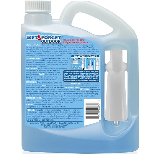 Wet & Forget Outdoor Moss, Mold, Mildew, & Algae Stain Remover Multi-Surface Cleaner, Ready to Use, 64 Ounce (Pack of 4)