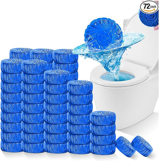KIISIISO Automatic Toilet Bowl Cleaner Tablets Blue 72 Pack, Drop-In Tank Cleaner for Bathroom, Prevent Stains & Deodorize, Septic Safe, Long-Lasting Cleaning Tabs - Fresh Scent