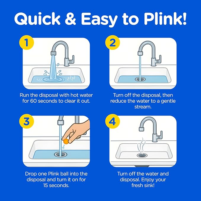 COMPAC HOME Plink Garbage Disposal Cleaner and Deodorizer, Air Fresheners for Garbage Disposal, Orange Scent, Home Cleaning Products for Kitchen Sink and Clogged Drains, Pack of 2-40 Count Total