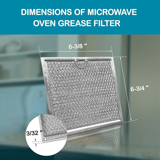 Microwave Grease Filter WB02X11534 DE63-00666A for GE & Samsung, 2-Pack | Fits GE WB02X11534 & Samsung DE63-00666A. 6-3/8" x 6-3/4" washable aluminum mesh grease filter replacement.