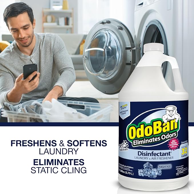 OdoBan Disinfectant Concentrate and Odor Eliminator, Made in the USA, Night Ice Scent, 2 Gallons