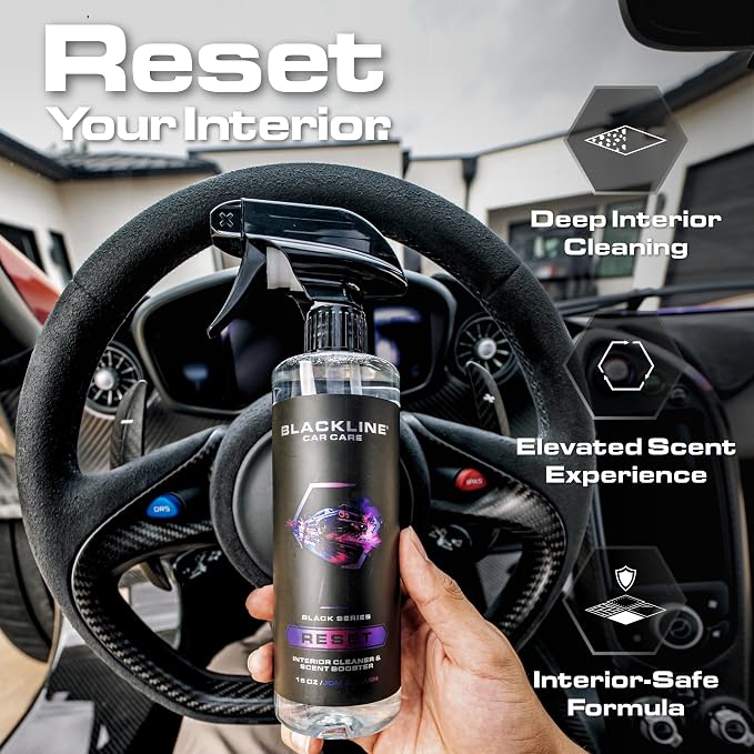 Blackline Luxury Scented Leather Interior Car Cleaner Reset Deep Cleans & Deodorizes All Surfaces, pH-Neutral High-Foam Formula, Long-Lasting Premium Fragrance and Deodorization for Car - Oasis