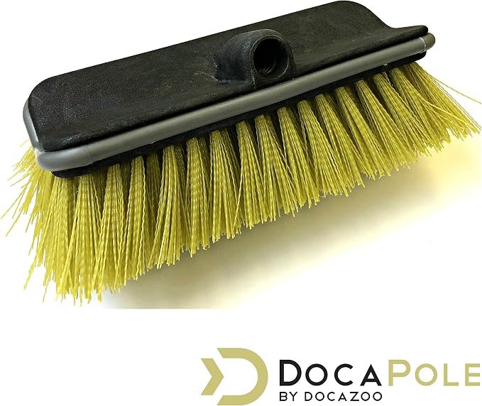 DOCAZOO Scrub Brush Pole Attachment | Hard Bristle Scrub Brush & Outdoor Broom for Extension Poles - Cleans Decks, Patios, House Floors & Cars