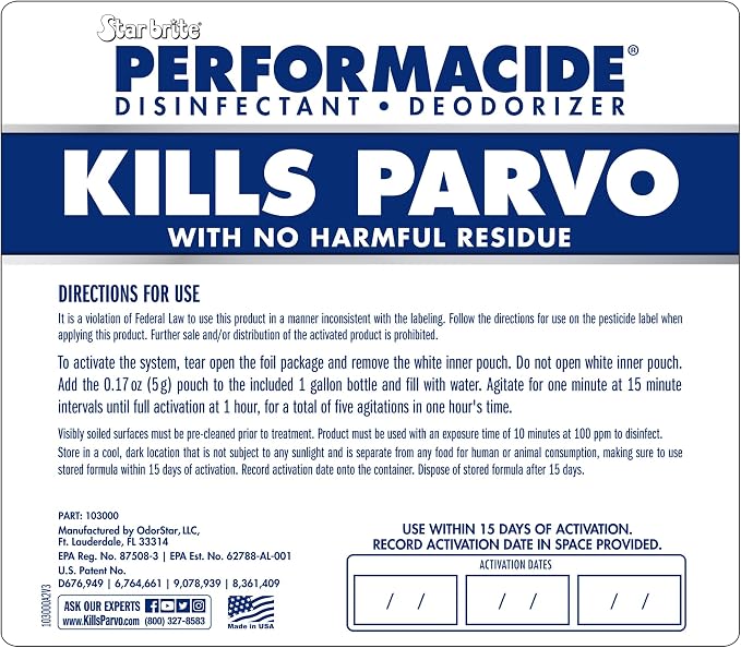 STAR BRITE Performacide 1 Gallon Kit – Kills Parvo Virus, Ideal for Veterinary Hospitals & Kennels