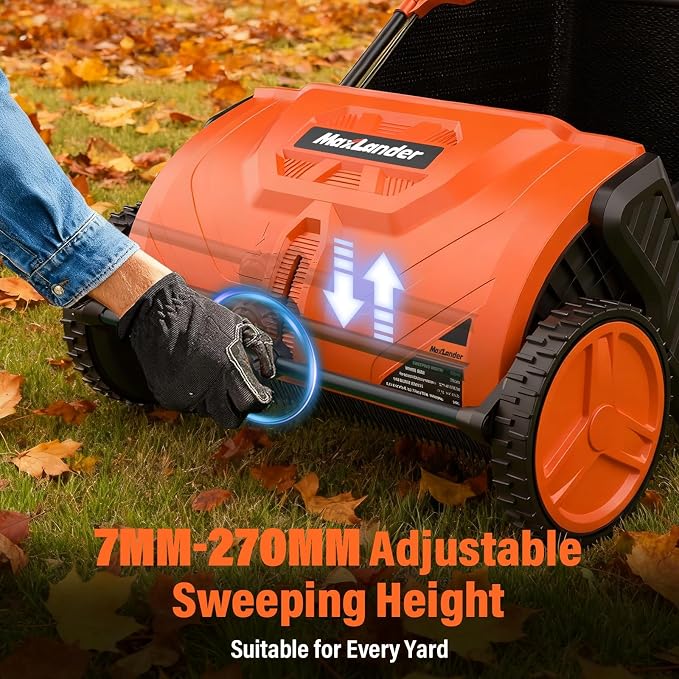 MAXLANDER 21-Inch Push Lawn Sweeper with 3.5 Cu.Ft. Collection Hopper, Manual Leaf & Grass Sweeper, Adjustable Brush Height for Lawn, Yard and Garden Cleanup Grass Catchers
