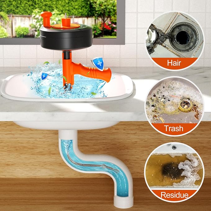 Drain Snake, 25ft Flexible Steel Drain Auger With Drill Adapter, Plumbing Unblocking Hand Auger, Manual Or Powered for Shower & Bathtub Clogs-No auto retract or feed