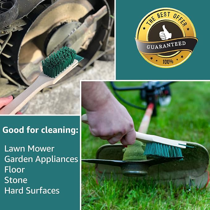 Heavy Duty Scrubbing Brush - Stiff Bristle Scraper, Wooden Handle, Universal Outdoor Cleaning Tool