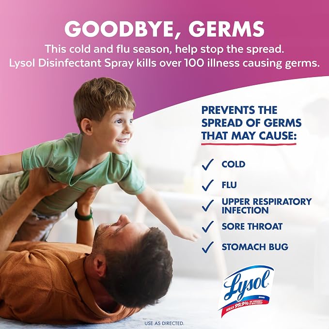 Lysol Disinfectant Spray, Household Cleaning Supplies, Disinfecting Multi-Purpose Room Spray, Antibacterial Sanitizer, Deodorizer, Kills Hantavirus, Early Morning Breeze, 19 Fl Oz (Pack of 2)
