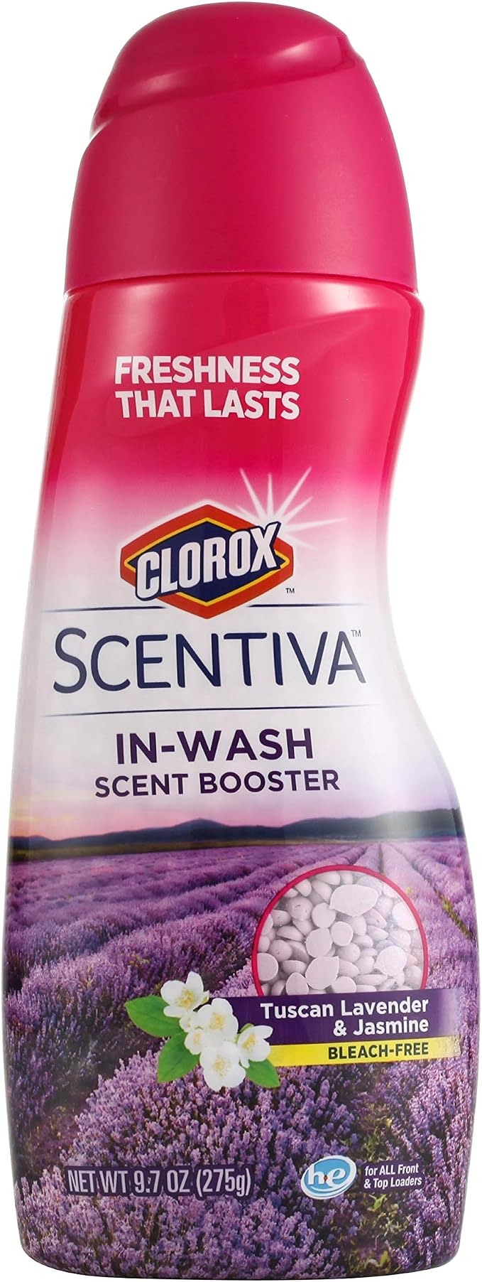 Clorox Scentiva Scent Booster Beads Laundry Freshener, Tuscan Lavender and Jasmine - In-Wash Fragrance Booster for Clothes, Towels, and Linens, Odor Eliminator, Long-Lasting Fresh Scent, 9.7 Oz