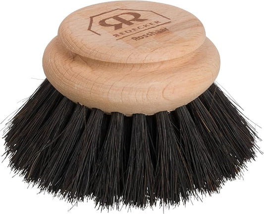 Redecker Dish Brush Replacement Head, Horsehair, 2 Inch Round – Soft Wooden Brush Head for Glassware & Delicate Surfaces, Made in Germany