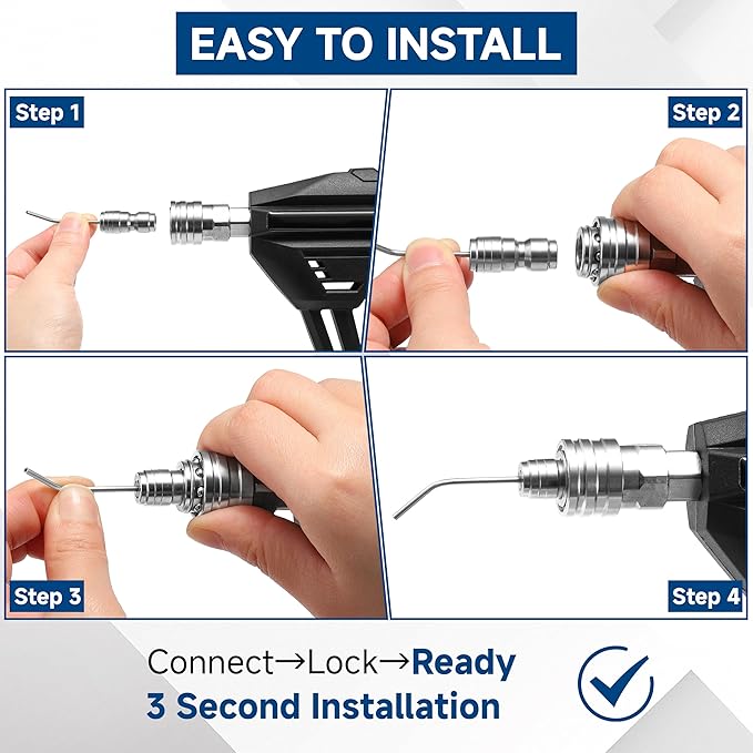 Pressure Washer Needle Nozzle Kit – Stainless Steel Flush Wand | 1-2GPM Pressure Washer Extension Spray Tips, 1/4" Quick Connect Washing Machine, AC Coil, Water Heater, Appliance Cleaning