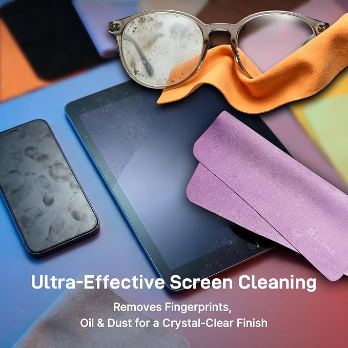 10 Pack Microfiber Cleaning Cloths, Premium 110D Scratch-Free & Lint-Free Clean Cloth for Eyeglasses, Phone Screen, Camera Lens, VR/AR Headset, Car Mirror, Reusable & Washable (5 Colour, 6.9 * 5.7)