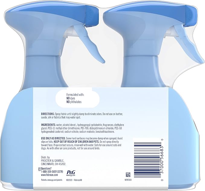 Febreze Fabric Refresher, Odor Eliminator Extra Strength, Original, 2 Count - Pack of 3 (6 Bottles Total)