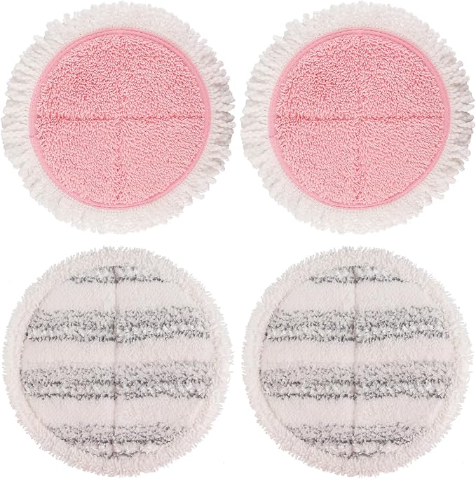 Electric Mop Pads, 6.3in Spin Mop Pads for Most Cordless Electric Spin Mop, Round Mop Replacement Pads for Floor Cleaning(4 Pack)