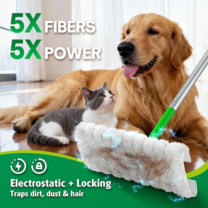 AIR U+ Heavy Duty Dry Sweeping Cloths 30 Refills for Swiffer , Thick | Fluffy Microfiber disposable mop pads, hardwood tile vinyl floor, traps dust pet hair, deep groove cleaning Unscented