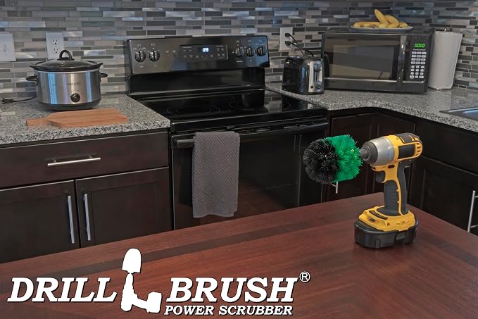 Drillbrush Kitchen Cleaning Supplies - Oven Door Cleaner - Sink Scrub Brush | Household Cleaners for Drill - Home Kitchen Scrubbing - Stove Cleaning Tool - Pots and Pans Scrubber - Frying Pan Scrubber