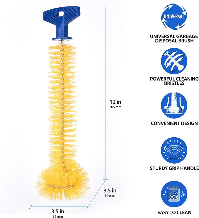 Mr. Scrappy Universal Garbage Disposal Brush, Sturdy Grip Handle, 11-Inches,Yellow
