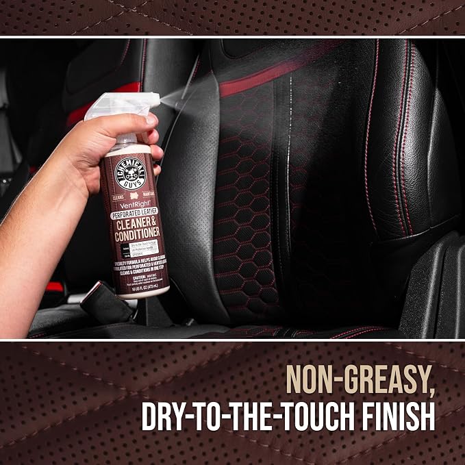 Chemical Guys, VentRight Leather Cleaner & Conditioner, Vented Seats, 16 oz | Deep cleaning leather cleaner for ventilated seats with added protection removes dirt, oils, residue and grime