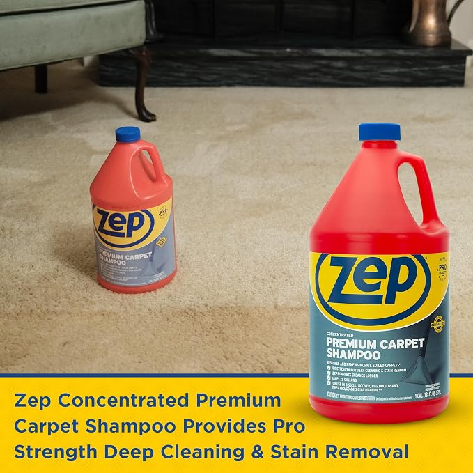 Zep Premium Carpet Shampoo 128 ounce ZUPXC128 (Pack of 2) Deep Cleaning and Stain Removal