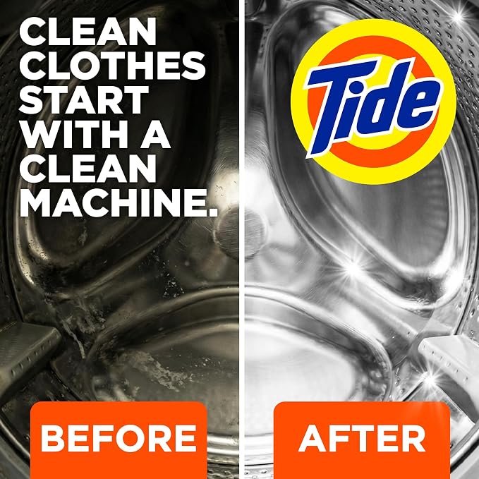 Tide Washing Machine Cleaner 52 Week Supply with Oxi for Front and Top Loader Washer Machines, Deep Cleaning Residue & Odor Eliminator, 12 Month Supply (Packaging May Vary)