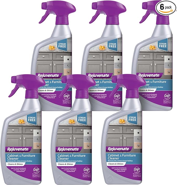 Rejuvenate Cabinet & Furniture Cleaner pH Neutral Streak and Residue Free Cleans Restores Protects, 24 Ounces, 6 Pack