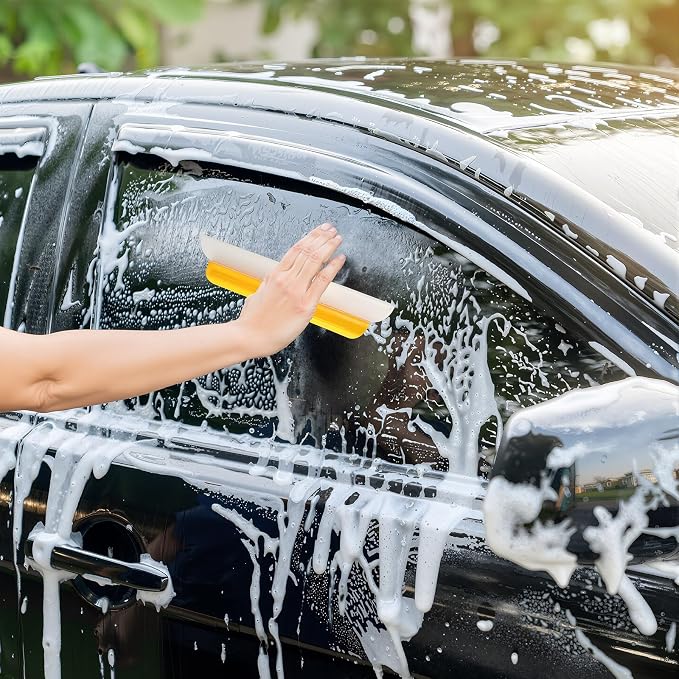 2 Pack 14 Inch Car Drying Squeegee Yellow Longer Silicone Water Squeegee Window Shower Blade Automotive Squeegees Flexible Auto T-bar Rubber Squeegees for Car Windshield Glass Bathroom Wash Tool