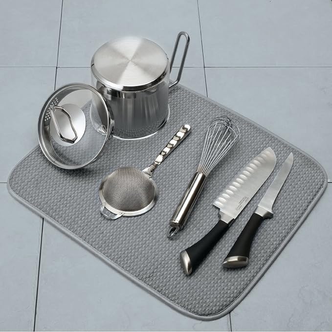 Norpro 18 by 16-Inch Microfiber Dish Drying Mat, Grey (359G), Pack of 1