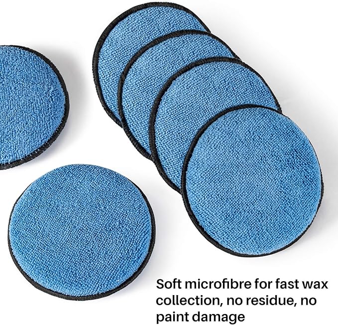 Sukh 12 Pack Microfiber Applicator Pads - 4.72 Inch Car Wax Applicator Pads | Round Blue Foam Sponges for Car Waxing, Buffing and Fine Polishing, Ultra Soft High Density Auto Detailing Supplies Set