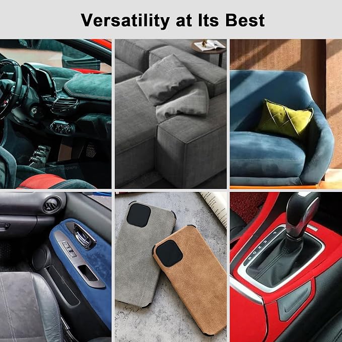 Premium Dark Grey Suede Fabric Wrap - 12x48 inch Suede Wrap for Car Interior - Self-Adhesive Microfiber and Synthetic Leather, Stretchable Interior Film for Car and Home Decor